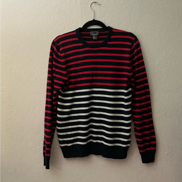 H&M Premium Cotton Men’s Striped Crewneck Sweater - Picture 2 of 10